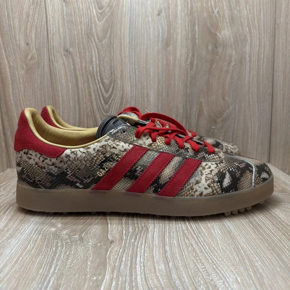 Adidas Gazelle Lux Spikeless Golf Snakeskin Brown Mens JP7703 NEW Sz 12.5
